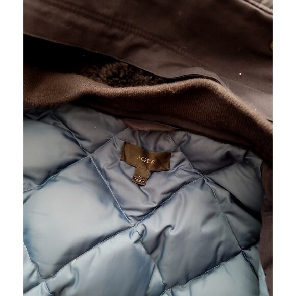 J Crew $450 Nordic Fur Parka Winter Coat Navy L hooded e3977 navy blue! No Fur - Picture 6 of 6